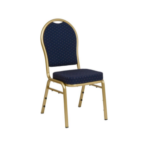 Bankettstol med blå dyna och guldigt ben
